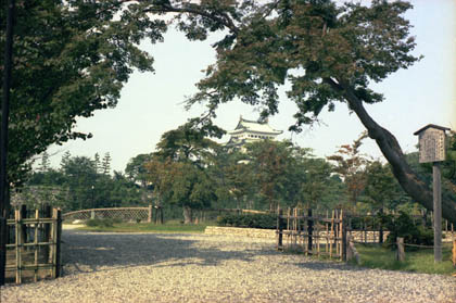 名古屋城：名城公園方面から天守と堀
