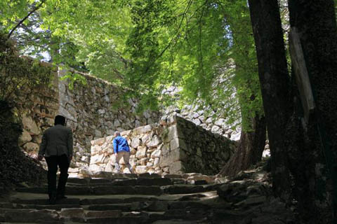 備中松山城：大手門跡の石垣