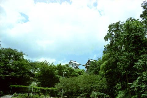 金沢城：百間堀跡 石川門、北側より