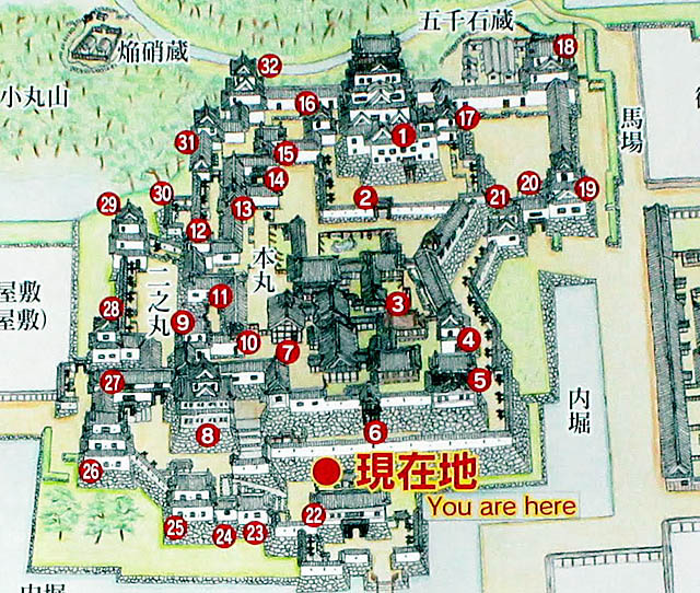 福山城 縄張図とカメラアングル