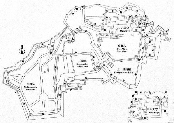 姫路城 縄張図とカメラアングル