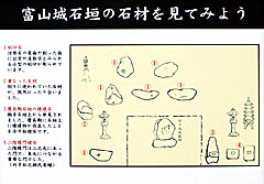 富山城：富山城石垣の石材を見てみよう 説明板