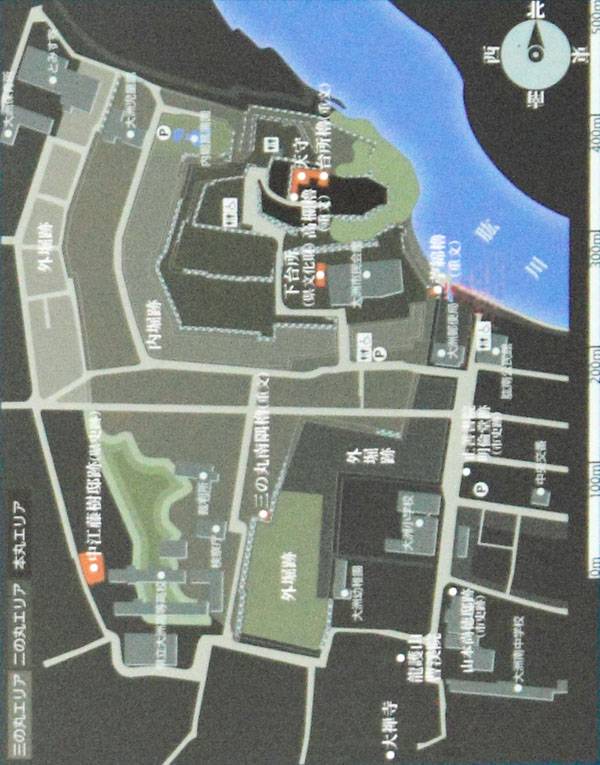 大洲城 縄張図とカメラアングル